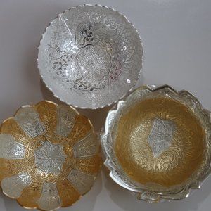 NWT 3 Silver & Silver-Gold Bowls with Spoons
